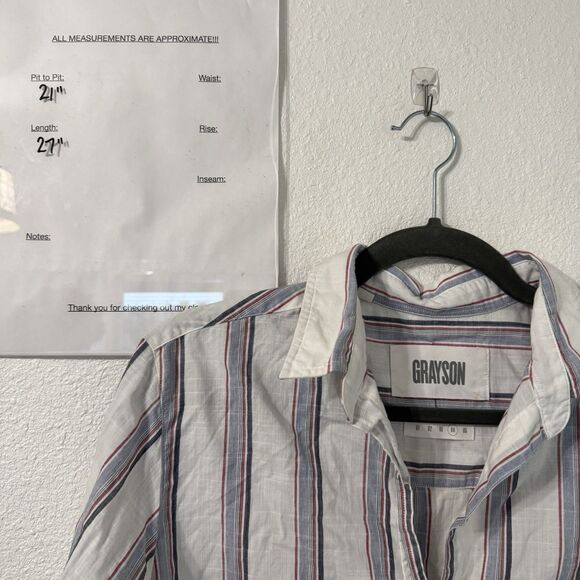 Frank & Eileen Grayson The Hero Button Up Shirt IDA White Blue Stripes Size 4 - Picture 6 of 7